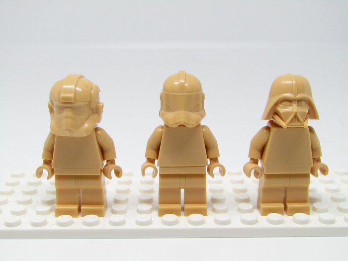 Lego - Star Wars - 3x prototype warm / medium tan Darth Vader Clone trooper Tie pilot monochrome minifigure lot