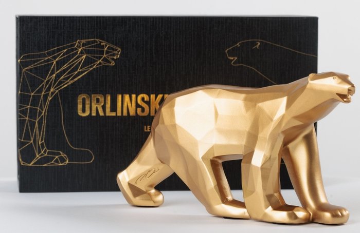 Richard Orlinski (1966) - Sculpture, Ours Pompon x Orlinski (Matt Gold) - 23 cm - Resin - 2020