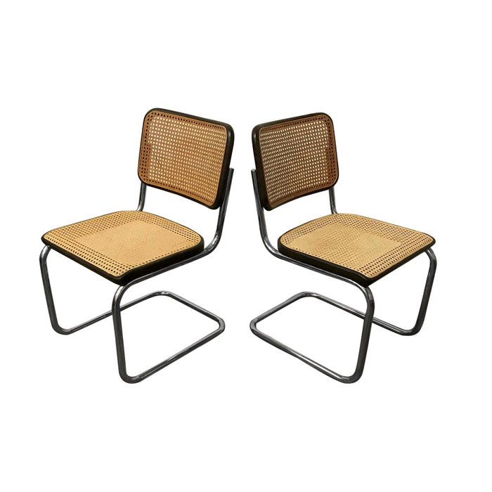 Thonet - Marcel Breuer - 餐桌椅 (2) - S32 - 木, 柳条和金属