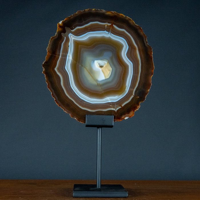 Large Natural Agate Disc  on Stand- 1838.37 g