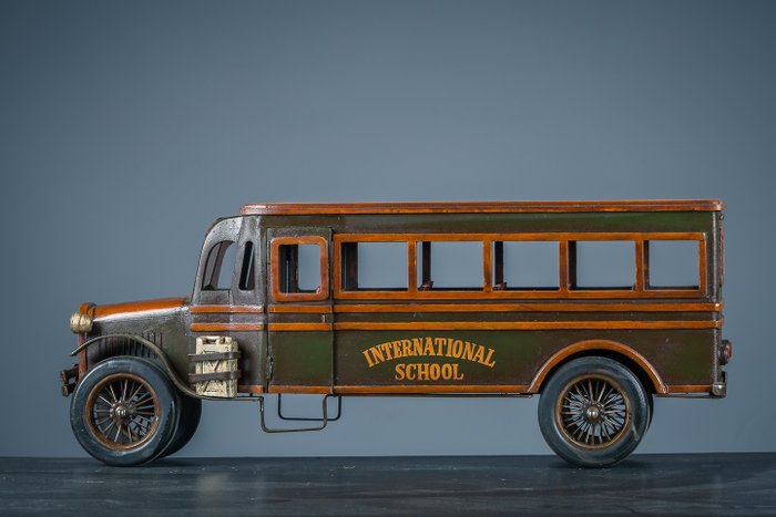 Groot model antieke schoolbus - Figur - Groot model antieke schoolbus - Træ