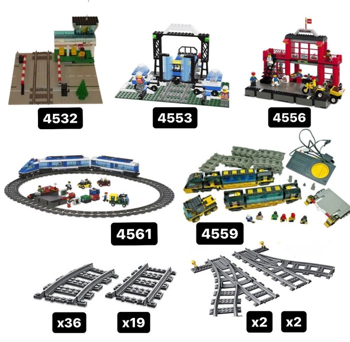 Lego - Trains - 4532 + 4553 + 4556 + 4561 + 4559 + Rails + Power