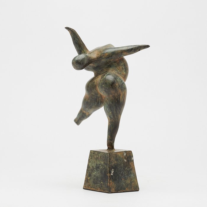 Escultura, NO RESERVE PRICE - Voluptuous Backbend Lady Statue made of Patinated Bronze - 31 cm - Bronze