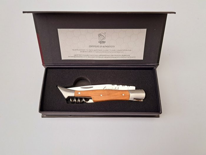 Laguiole - Pocket Knife with Corkscrew - Olive Wood - style de - Korketrekker - Rustfritt stål 