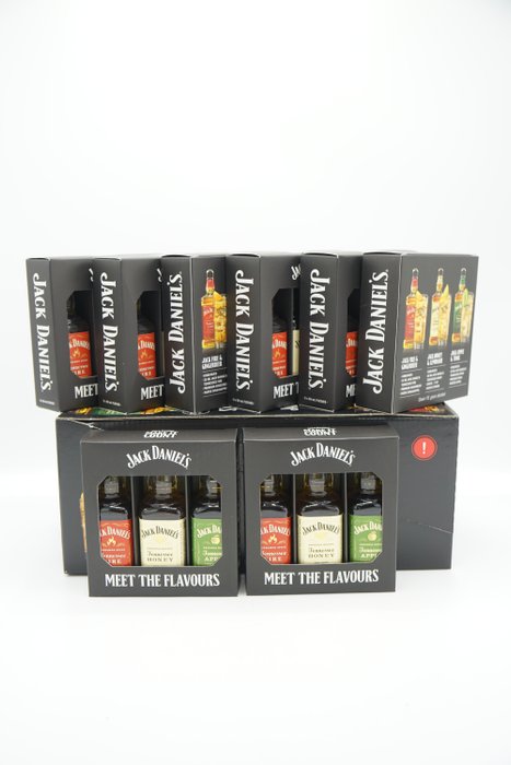Jack Daniel's - Honey - Fire - Apple miniatures - Full counter display with 8 sets in it  - 50毫升 - 24 瓶