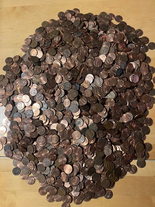 美國. Lot of 3.200+ unsearched and unsorted Lincoln Head Cents (8kgs/17.6lbs)  (沒有保留價)