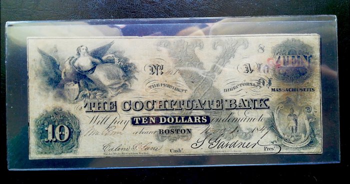 美利堅合眾國 - 過時貨幣 -. 10 Dollars 1849 -  The Cochituate Bank