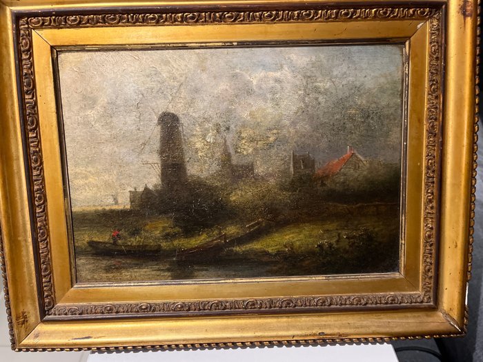 Image 2 of Dutch school (XIX) - Dutch landscape with mill