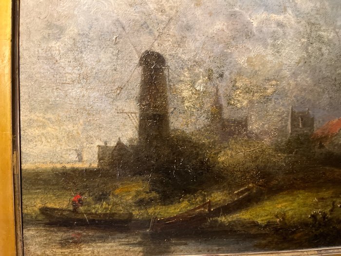 Image 3 of Dutch school (XIX) - Dutch landscape with mill