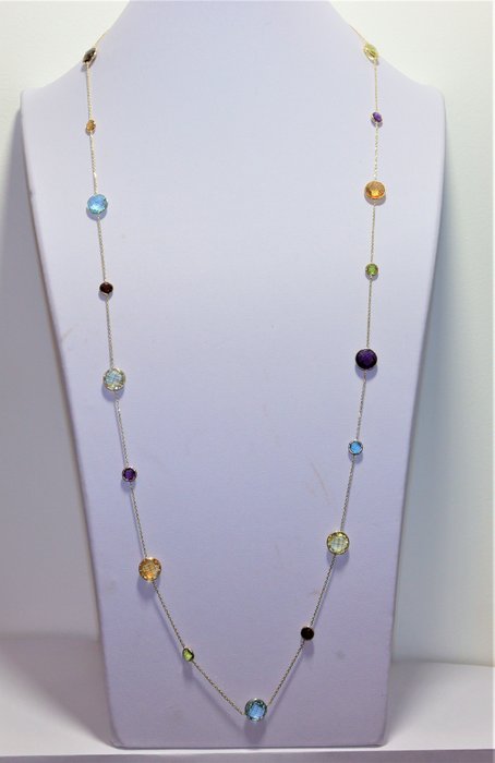 Preview of the first image of ALGT Lab Report - 14 kt. Gold, Yellow gold - Necklace - 39.50 ct Topaz - Amethysts, Citrines, Garne.