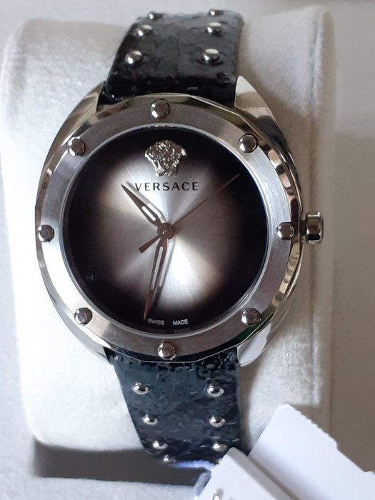 Preview of the first image of Versace - Shadov Watch Dark blue Snake Pattern Strap - VEBM00118 - Women - 2011-present.