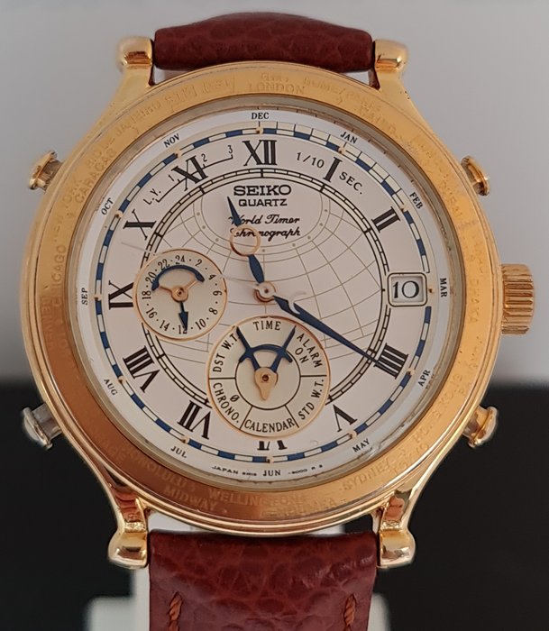 Seiko - “Age of Discovery” World Time Chronograph Alarm - 6M15-9000 - Men -  1980-1989 | auctionlab