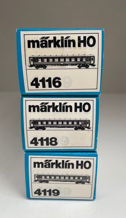 Image 2 of Märklin H0 - 4116/4118/4119 - Passenger carriage - 3 D Train Carriages - SNCB NMBS