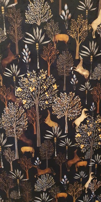 Prestigious Oriental Velvet with Horses and Plants - 380x150cm - Textile - 150 cm - 0.02 cm