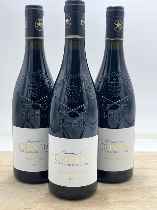 2019 Cristia - Châteauneuf-du-Pape - Vieilles Vignes - Ródano - 3 Garrafas (0,75 L)