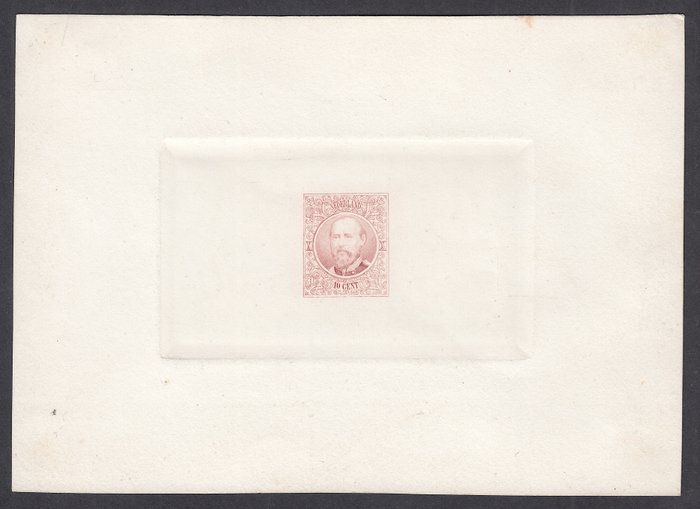Preview of the first image of Netherlands 1869 - King William III, Delpierre proof on white cardboard paper.