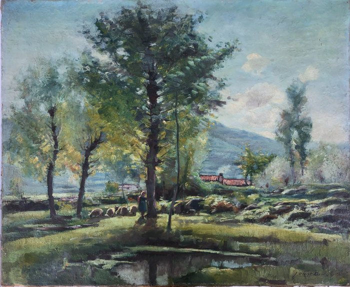 Preview of the first image of Josep Olivet Legares (1887-1956) - Paisaje con riachuelo.