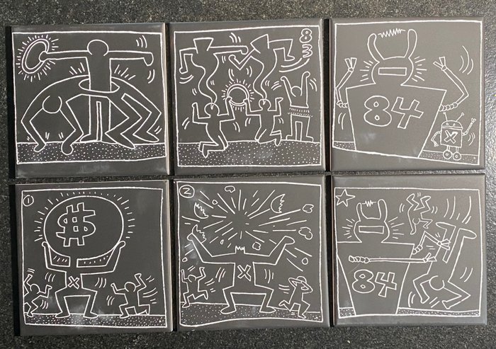 Preview of the first image of Keith Haring (1958-1990) - Keith Haring Subway Tiles (Set of 6).