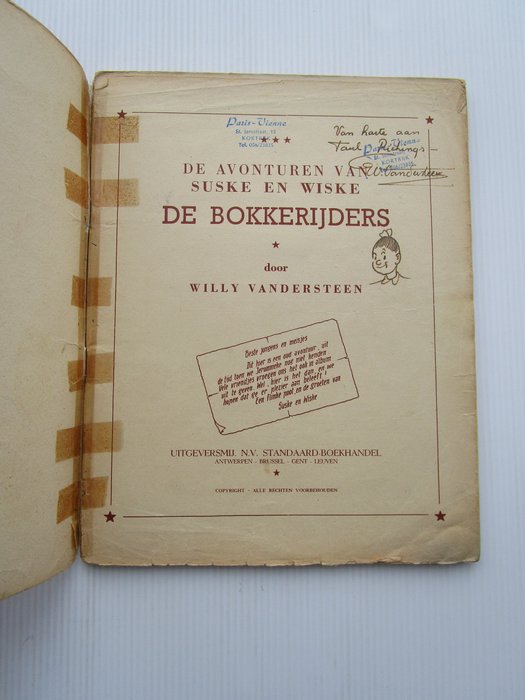 Image 2 of Suske en Wiske RV-26 - De bokkerijders met opdrachttekening Vandersteen - Stapled - First edition -