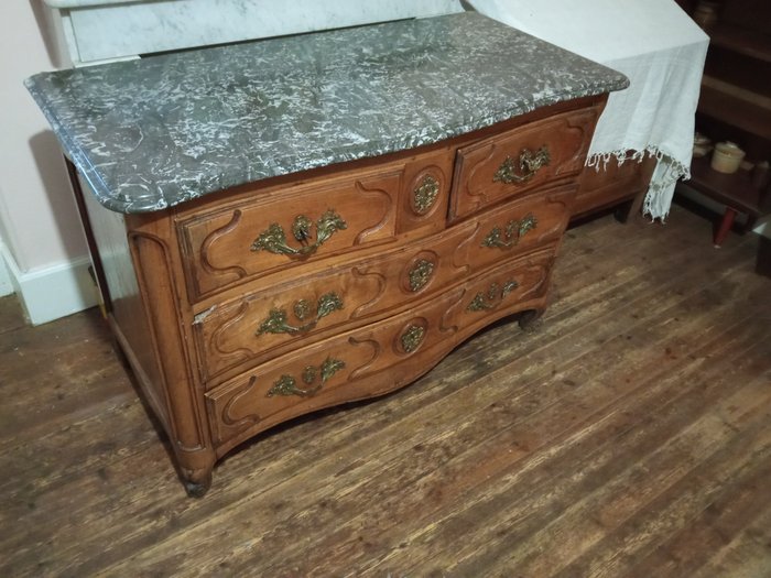 Image 2 of Chest of drawers, Commode - Bronze, Marble, Oak, Wood - Mid 18th century
