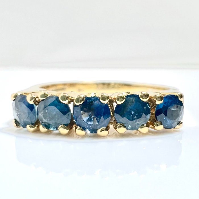 Preview of the first image of Reihenring zum Kombinieren - 18 kt. Yellow gold - Ring - 0.50 ct Sapphire.