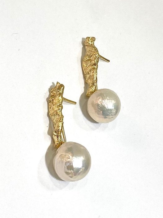 Image 2 of Ale jewels - 22 kt. Gold-plated, Silver - Earrings Freshwater Pearl - No Reserve Price