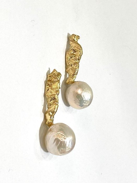 Preview of the first image of Ale jewels - 22 kt. Gold-plated, Silver - Earrings Freshwater Pearl - No Reserve Price.