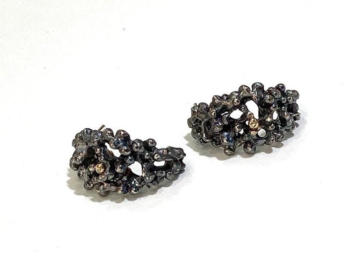 Image 3 of Ale jewels - 925 Silver, Yellow gold - Earrings - Diamonds, No Reserve Price