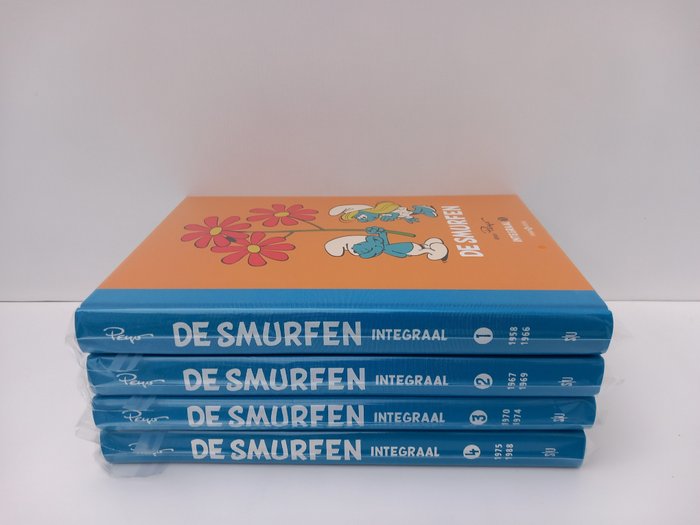 Image 2 of De Smurfen 1 t/m 4 - Luxe integraal - met linnen rug en gesigneerde ex-libris - 125 ex. - Hardcover