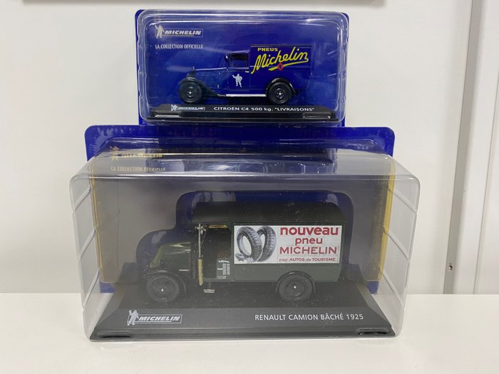 Preview of the first image of IXO - 1:43 - Camion Renault Bâché 1925 + Citroën C4 500 kg Livraisons - Official Michelin collectio.
