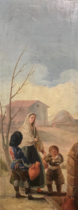 Preview of the first image of École Espagnole (XIX), d'après Francisco de Goya - Femme pauvre et deux gamins.