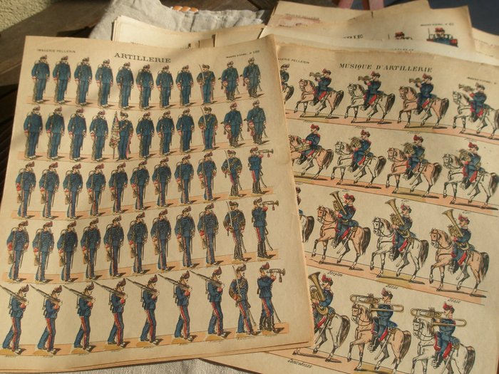 Image 3 of Imagerie Pellerin-Epinal - Sticker album 50 fogli di soldatini cm 40 x 29,5 - 1910-1919 - France