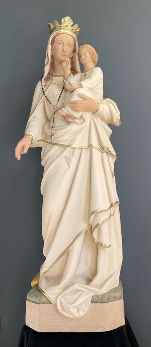 Preview of the first image of Sculpture, Virgin and child, (125 cm.) - Plaster - Early 20th century.
