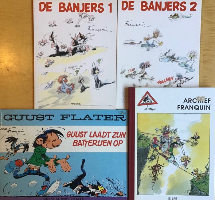 Preview of the first image of Franquin - 4 albums - Archief Franquin + Guust laadt zijn batterijen op + De Banjers 1 +2 - First e.