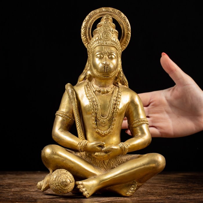 Statue, Il Dio Scimmia - 290 mm - Lord Hanuman - Personificering af visdom, retfærdighed, ærlighed og styrke - 5397 gram - Bronze - 1980