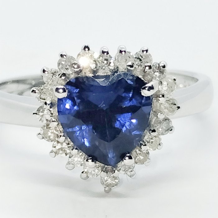 Image 2 of 18 kt. White gold - Ring - 2.30 ct Sapphire - Diamonds