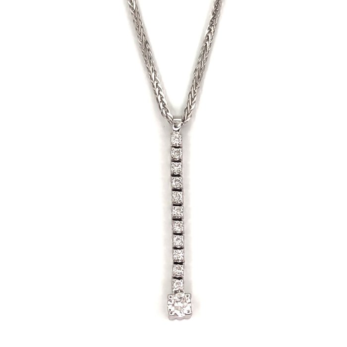 Image 3 of 18 kt. White gold - Necklace with pendant - 0.285 ct Diamonds