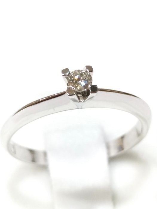 Preview of the first image of 18 kt. White gold - Ring - 0.10 ct Diamond.