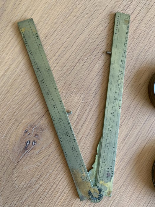Image 3 of Chart dividers, Sector, Surveying compass (7) - Brass - Early 20th century