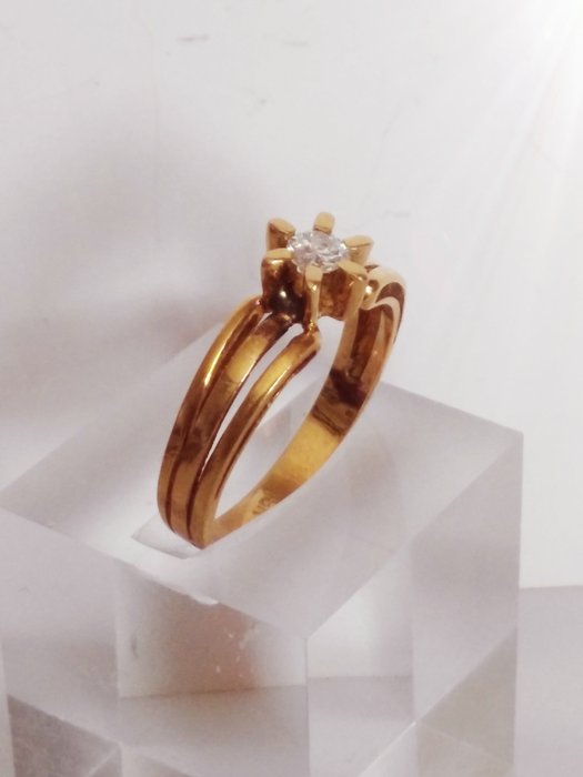 Image 2 of 18 kt. Yellow gold - Ring - 0.20 ct Diamond - lonely design