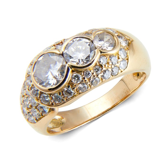 Preview of the first image of 18 kt. Gold, Yellow gold - Ring - 2.00 ct Diamond - Diamonds.