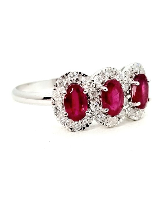 Image 3 of 18 kt. White gold - Ring - 1.33 ct Ruby - Diamonds