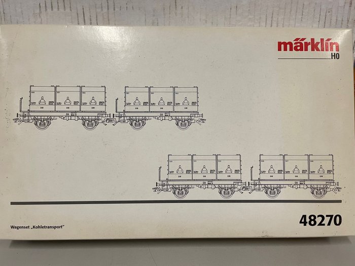 Preview of the first image of Märklin H0 - 48270 - Freight wagon set - 4-part wagon set for coal transport - DB.