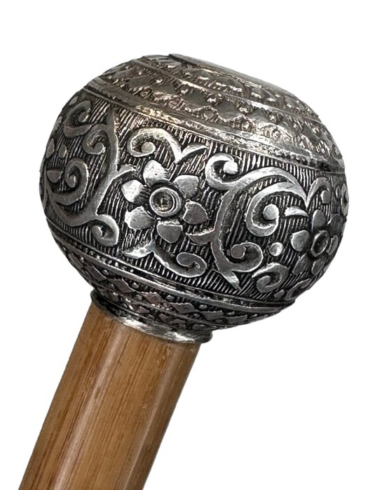 Preview of the first image of Walking stick - Bamboo, Silver - Circa 1930.