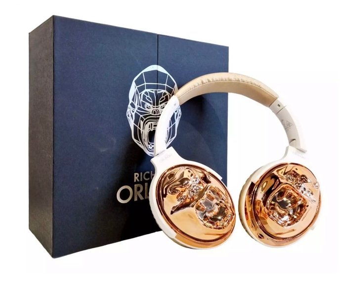 Preview of the first image of Richard Orlinski (1966) - Casque HEADPHONES KONG - Chrome Pink Gold.