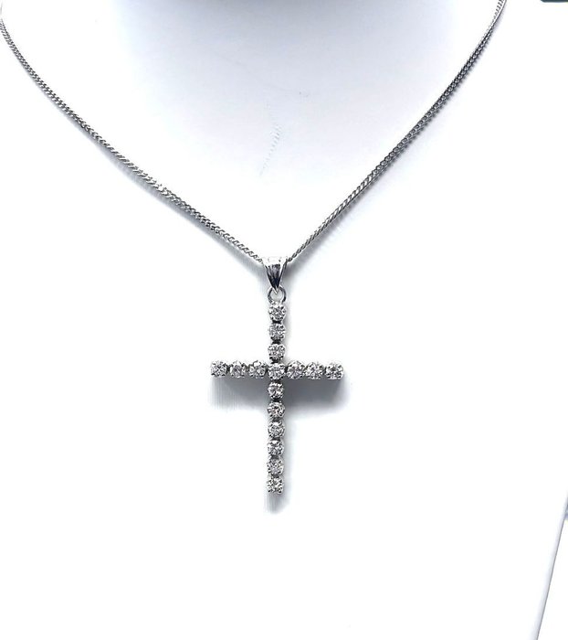 Preview of the first image of 18 kt. White gold - Necklace with pendant - 1.60 ct Diamond.
