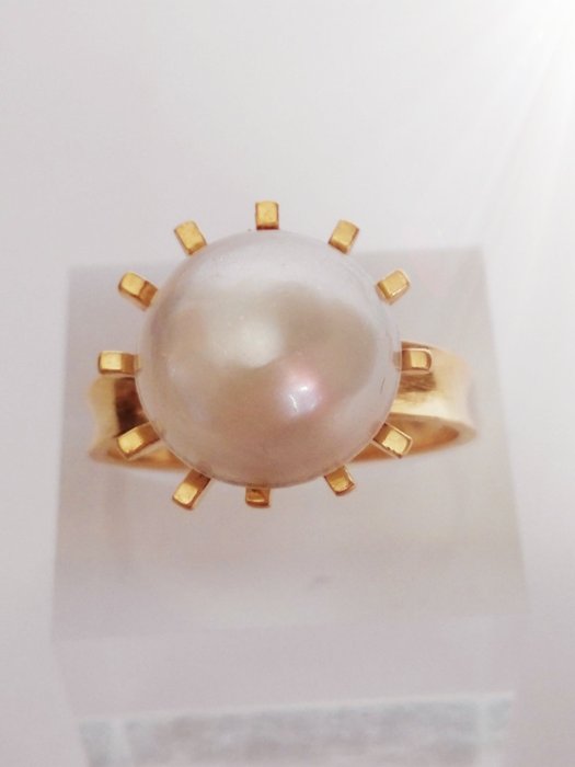 Image 3 of 18 kt. Yellow gold - Ring - 3.00 ct - japanese/mabe pearl