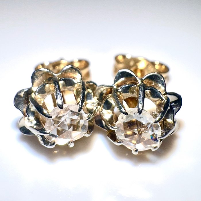Image 3 of Antik - 18 kt. Yellow gold - Earrings - 0.36 ct - rose cut