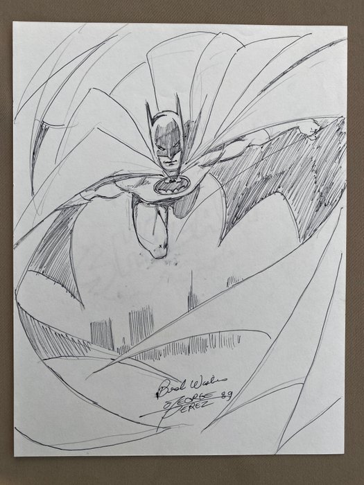 Preview of the first image of Batman - Dessin original à l’encre par George Perez - Loose page - Unique copy - (1989).