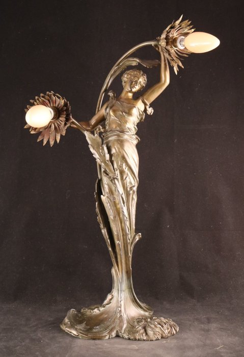 Image 3 of Large sculptural Art Nouveau lamp